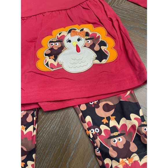 Boutique Ruby Red Turkey Thanksgiving 3 Piece Outfit - XXXS(3/6mos) - Picture 5 of 8